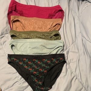 Victoria's Secret panties Pink, Tan, Green, Cream, Black